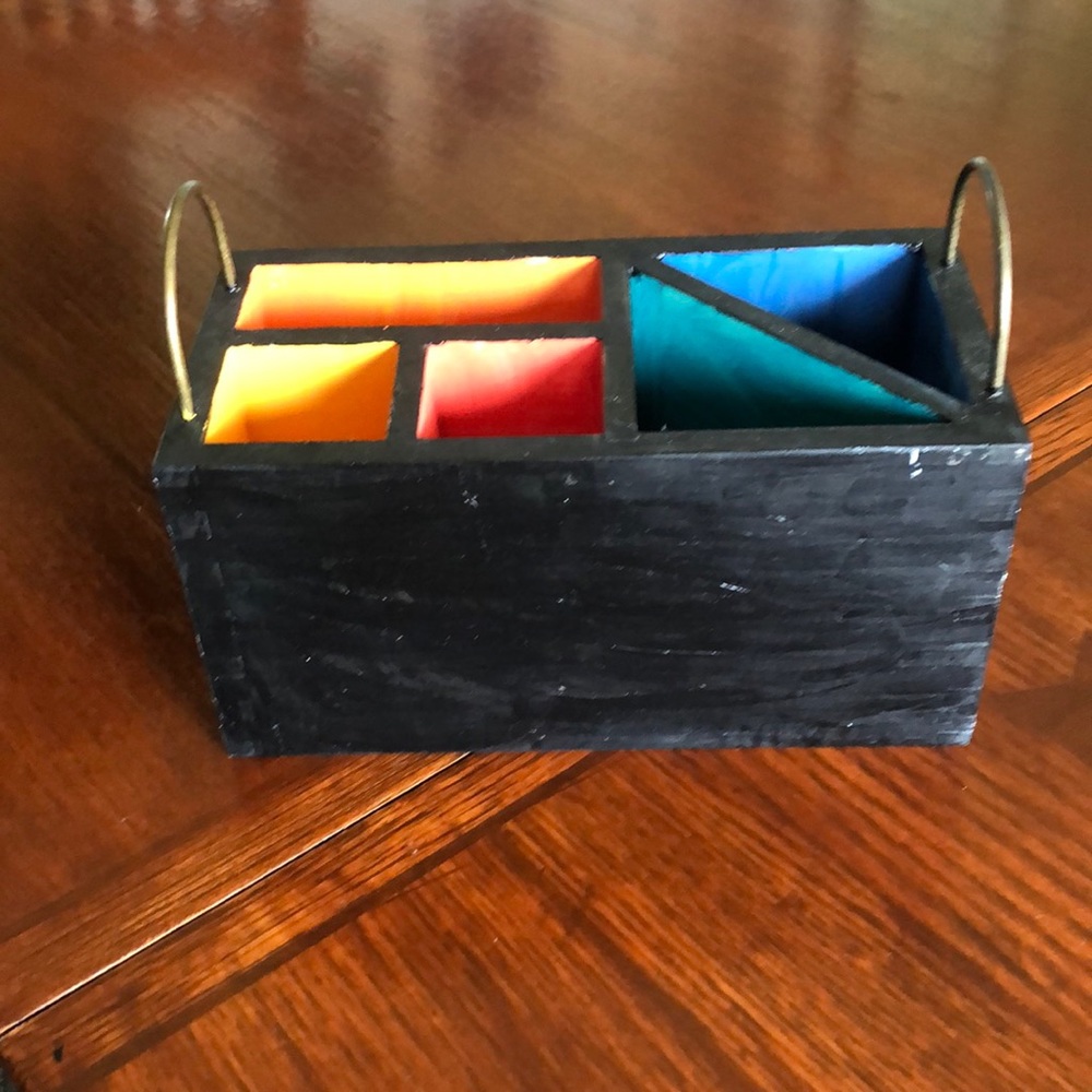 Rainbow and black storage container